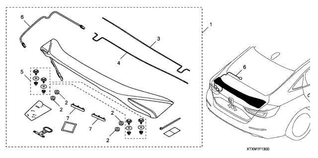 2020 Honda Insight 4 Door LX KA CVT Trunk Spoiler Diagram
