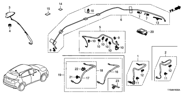 2016 Honda HR-V Antenna (Silver Metallic) Diagram for 39150-T7W-A01ZF