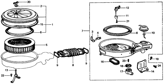 1975 Honda Civic 3 Door ** (1500) KA HMT Air Cleaner Diagram