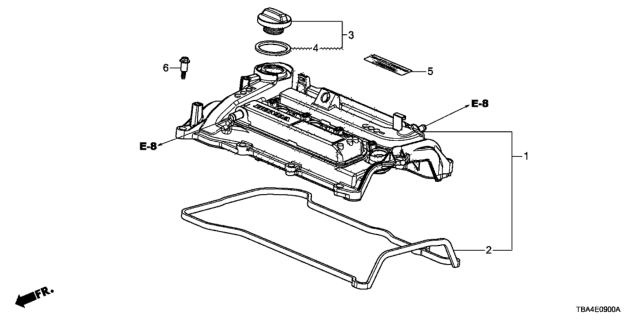 2017 Honda Civic 4 Door EX (TURBO SENSING) KA CVT Cylinder Head Cover Diagram