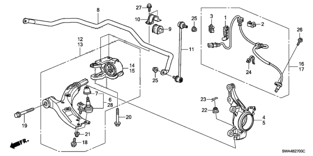 2008 Honda CR-V Front Knuckle Diagram