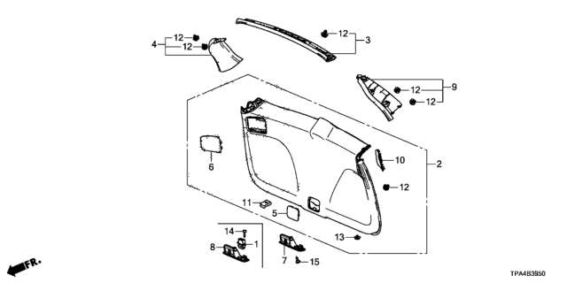 2020 Honda CR-V Hybrid Garnish Assy., L. Tailgate Side *NH900L* (DEEP BLACK) Diagram for 84485-TLA-A01ZA