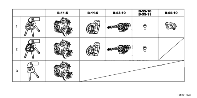 2015 Honda Civic Lock Assy., Steering Diagram for 06351-TR0-961