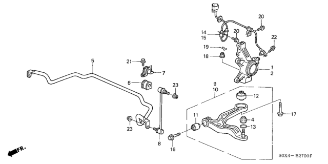 1999 Honda Odyssey Arm, Right Front (Lower) Diagram for 51350-S0X-A02