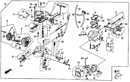 1985 Honda Civic Carburetor Assembly (Ea22B) Diagram for 16100-PE1-811