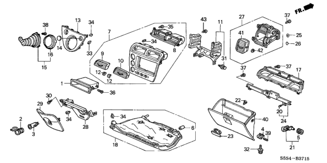 2003 Honda Civic Instrument Panel Garnish (Passenger Side) Diagram