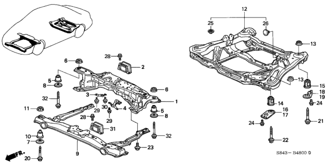 1999 Honda Accord Beam, RR. (LH) Diagram for 50200-S84-A00