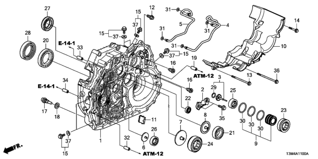 2017 Honda Accord AT Torque Converter Case Diagram