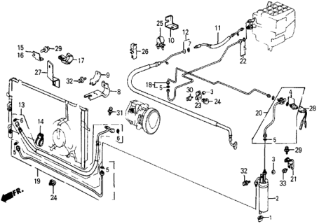 1986 Honda Civic A/C Hoses - Pipes (Keihin) Diagram