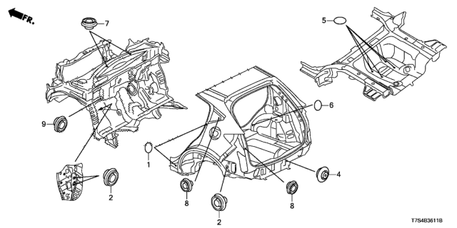 2017 Honda HR-V Grommet (Rear) Diagram