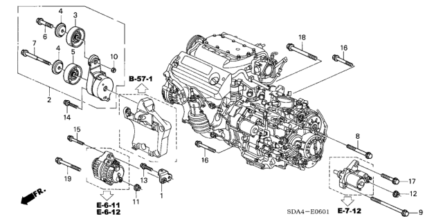 2005 Honda Accord Alternator Bracket (V6) Diagram