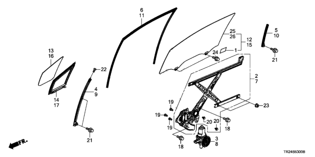 2015 Honda Civic Front Door Glass - Door Regulator Diagram