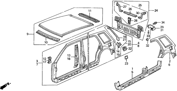 1989 Honda Civic Panel, L. RR. (Outer) Diagram for 04642-SH5-310ZZ