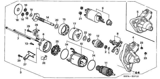 2005 Honda Civic Starter Motor (Denso) Diagram