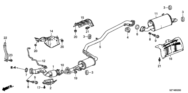 2011 Honda CR-Z Sensor, Rear Oxygen Diagram for 36532-RTW-G02