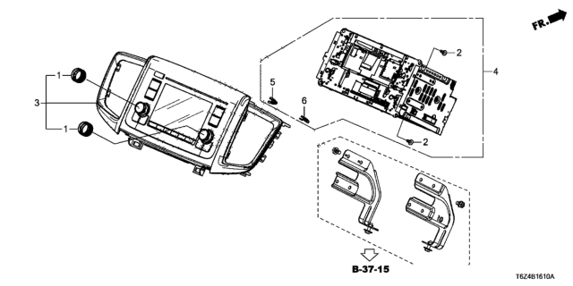 2017 Honda Ridgeline 5 " Display Unit Diagram for 39100-T6Z-A21RM