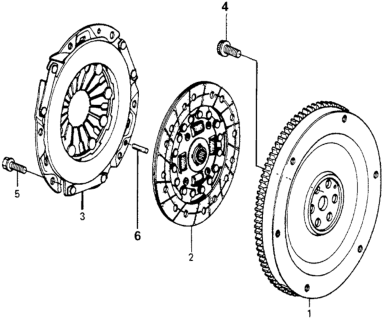 1982 Honda Accord 3 Door LX KA 5MT MT Clutch - Flywheel Diagram