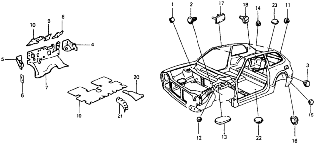 1979 Honda Civic 3 Door ** KL HMT Insulator - Grommet Diagram