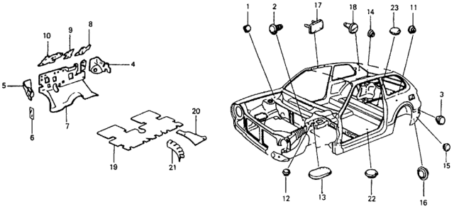 1979 Honda Civic Insulator - Grommet Diagram