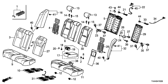 2018 Honda Accord Armrest Assembly, Rear Seat Center (Deep Black) (Leather) Diagram for 82180-TVA-A41ZA