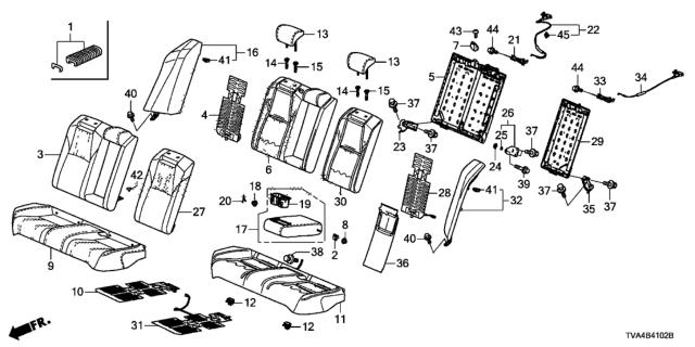 2018 Honda Accord Rear Seat (TS TECH) Diagram