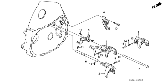 1994 Honda Civic 3 Door SI KA 5MT MT Shift Fork - Fork Shaft Diagram