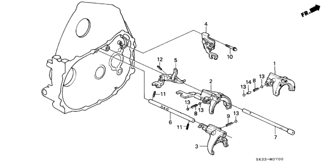 1995 Honda Civic MT Shift Fork - Fork Shaft Diagram