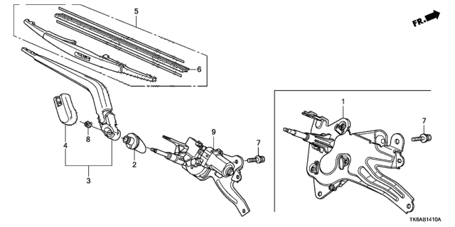 2013 Honda Fit 5 Door FIT (SAYAMA PLANT) KA 5MT Rear Wiper Diagram