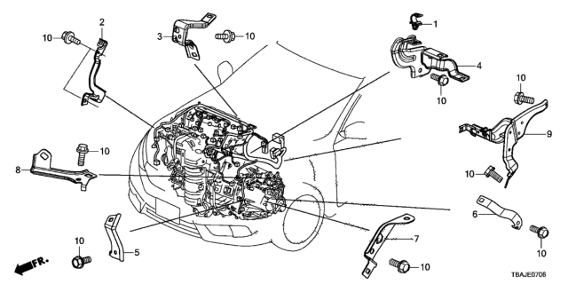2019 Honda Civic 4 Door LX (HCM ENGINE/HDM CVT) KL CVT Engine Wire Harness Stay (2.0L) Diagram