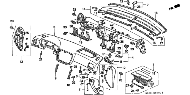1997 Honda Civic Airbag Assembly, Passenger (Excel Charcoal) Diagram for 06780-S01-A80ZA