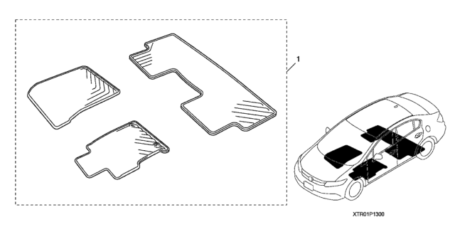 2012 Honda Civic 4 Door EX-L KA 5AT All Season Floor Mats Diagram