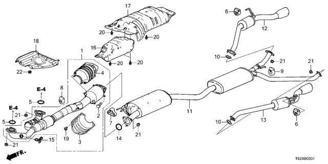 2021 Honda Ridgeline Exhaust Pipe - Muffler Diagram