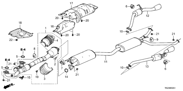 2021 Honda Ridgeline MUFFLER, EX Diagram for 18307-T6Z-A51