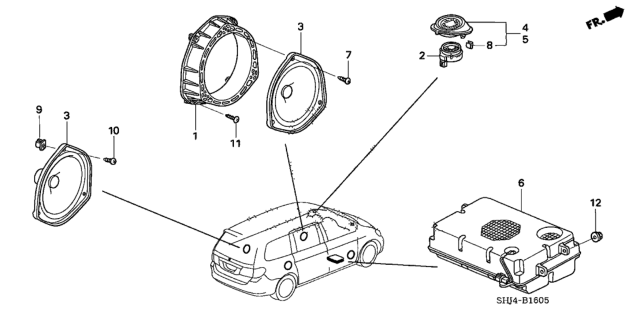 2009 Honda Odyssey Bracket, Door Speaker Seal Diagram for 39112-SHJ-A00