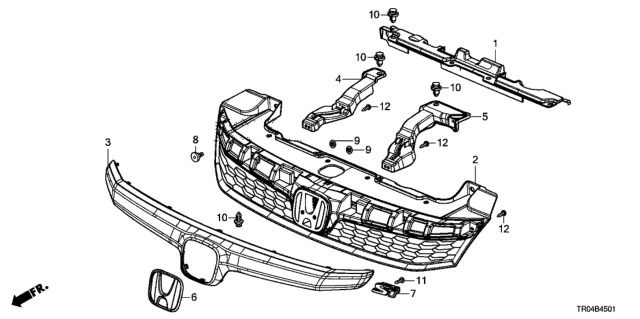 2012 Honda Civic 4 Door SI (HPT/NAVIGATION) KA 6MT Front Grille Diagram