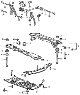 1984 Honda Accord Insulator B, Sub-Frame Mounting Diagram for 50231-SA5-000