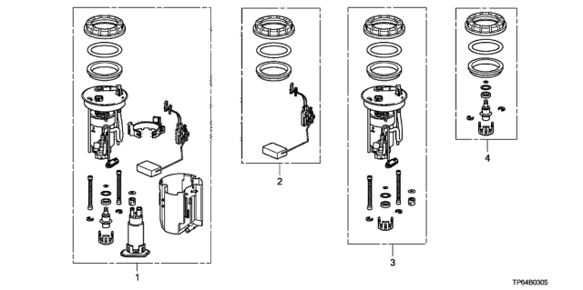 2014 Honda Crosstour Filter Set, Fuel Diagram for 17048-TY2-A00