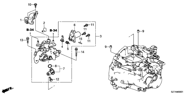 2016 Honda CR-Z MT Shift Lever - Shift Arm Diagram