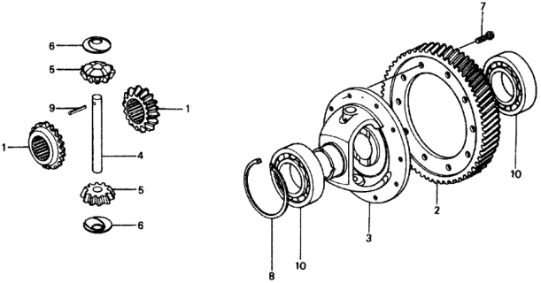 1977 Honda Civic HMT Differential Gear Diagram