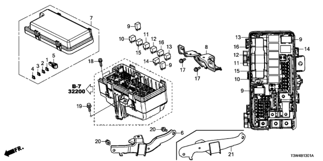 2017 Honda Accord Hybrid Bracket, Relay Box Diagram for 38251-T3V-A10