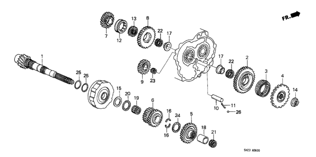 1990 Honda CRX 2 Door DX KA 4AT AT Countershaft Diagram