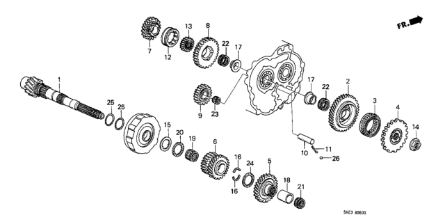 1989 Honda CRX AT Countershaft Diagram