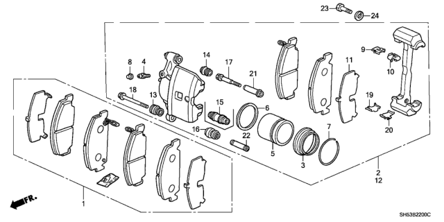 1989 Honda Civic 5 Door ** (WAGOVAN) KA 5MT Front Brake Caliper Diagram