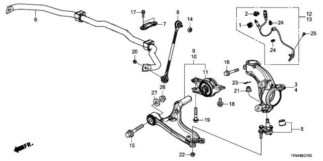 2020 Honda Clarity Plug-In Hybrid Knuckle, Front Left Diagram for 51216-TRT-A01