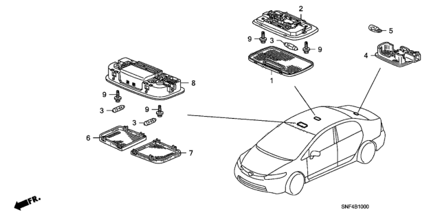 2009 Honda Civic 4 Door GX KA 5AT Interior Light Diagram