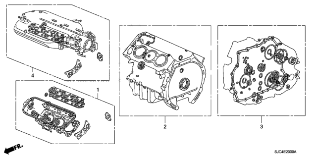 2010 Honda Ridgeline Gasket Kit, Cylinder Block Diagram for 06111-R72-A00