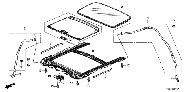 2017 Honda HR-V Glass Assembly, Roof Diagram for 70200-T7W-A02