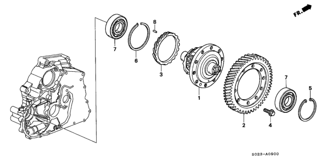 1999 Honda Civic 2 Door EX (ABS) KA 4AT AT Differential Gear Diagram