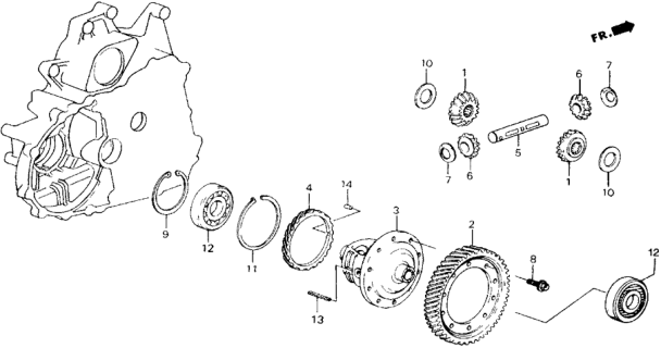 1989 Honda Accord 2 Door SEI KA 4AT AT Differential Gear Diagram