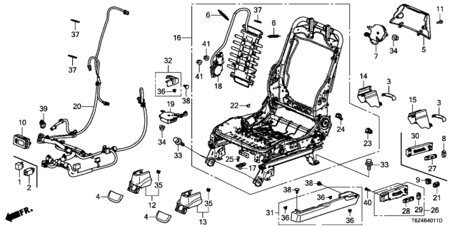 2020 Honda Ridgeline Front Seat Components (Driver Side) (Full Power Seat) Diagram